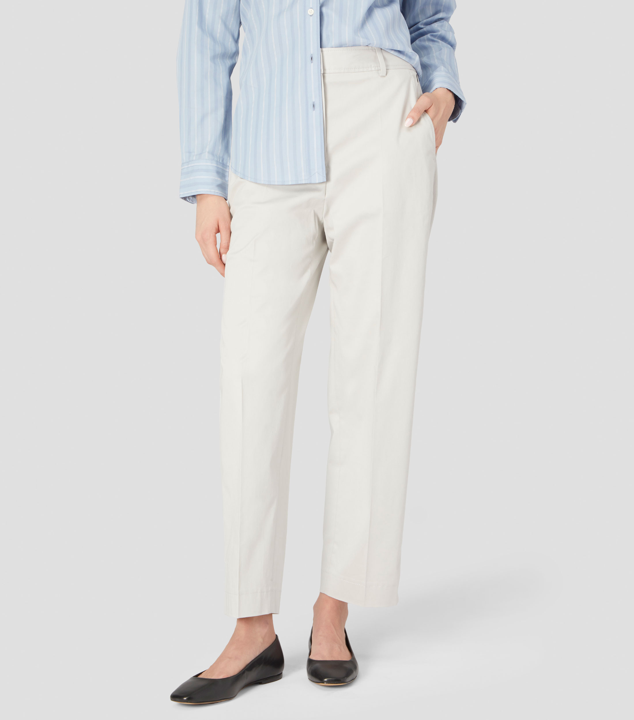 Pantalones tobilleros regular de algodón elástico Mujer